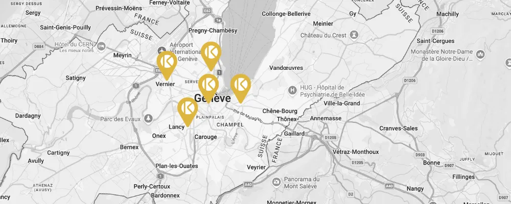 Carte des studios Kysko à Genève et alentours